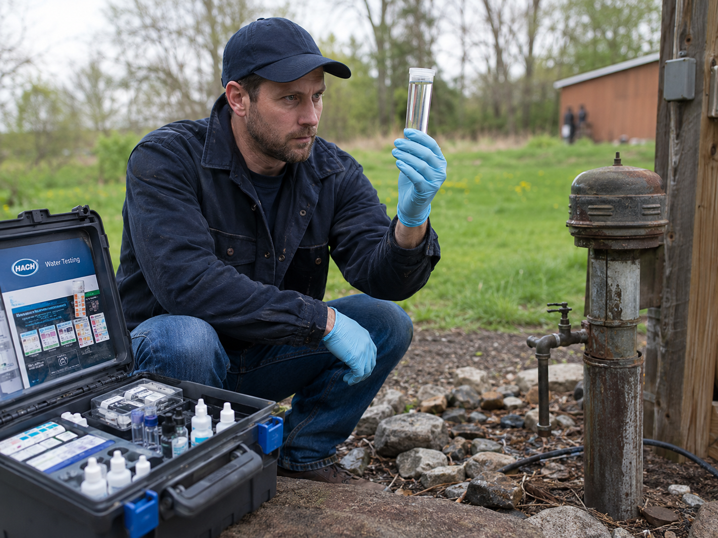 Brent Pump Works technician testing well water quality on the Treasure Coast